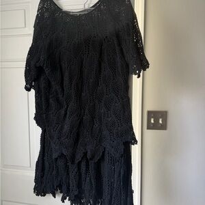 Elegant Black A-Line Crochet Skirt